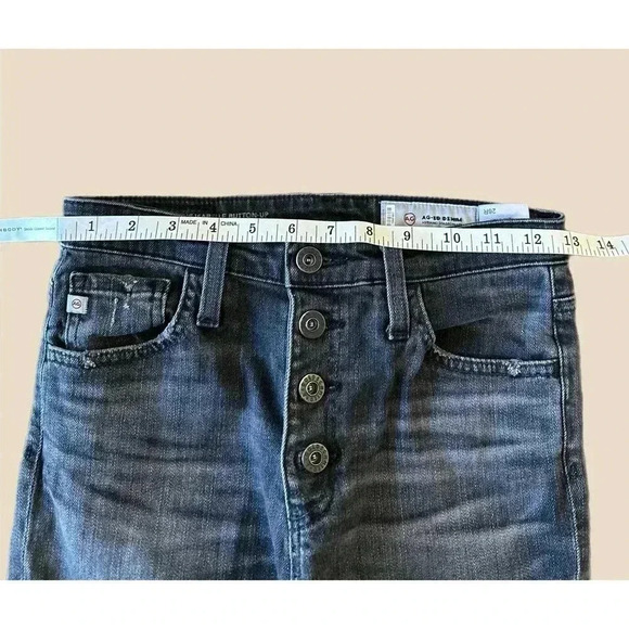 AG Adriano Goldschmied Straight Leg Distressed Denim Pants - Black - Picture 9 of 9